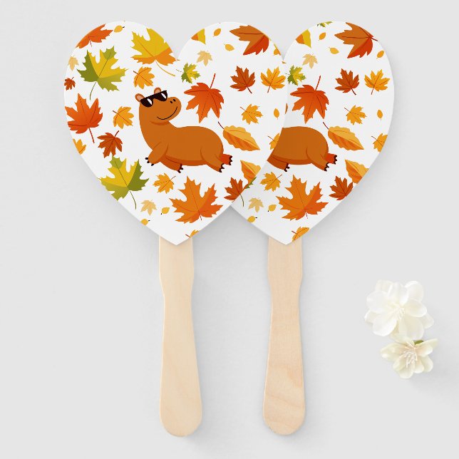 Capybara Fall Fan | Autumn-Themed Animal Design (Front and Back)