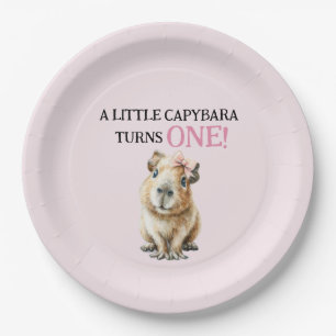 Capybara First Birthday  Paper Plate