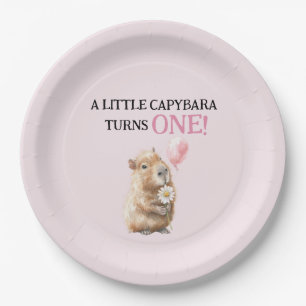 Capybara First Birthday Paper Plate