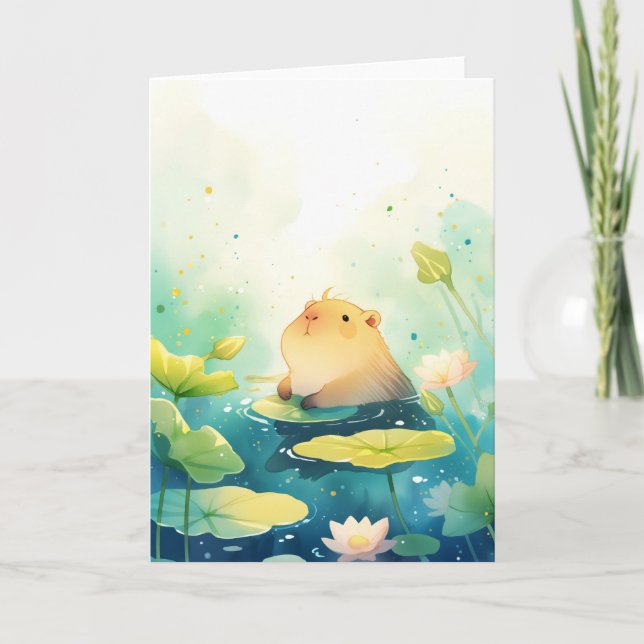 Capybara Floating in Bliss Card (Front)