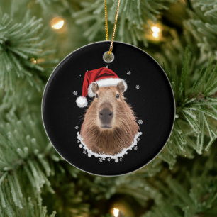 Capybara Funny Christmas Ceramic Ornament