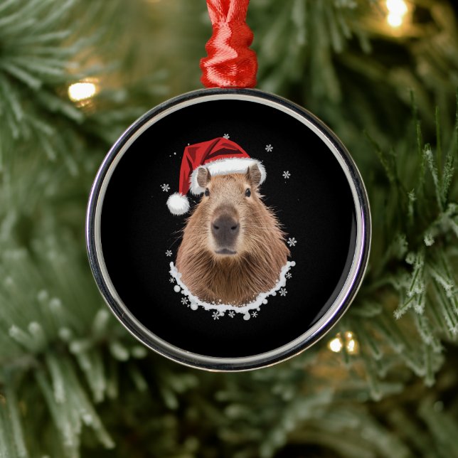 Capybara Funny Christmas  Metal Ornament (Tree)