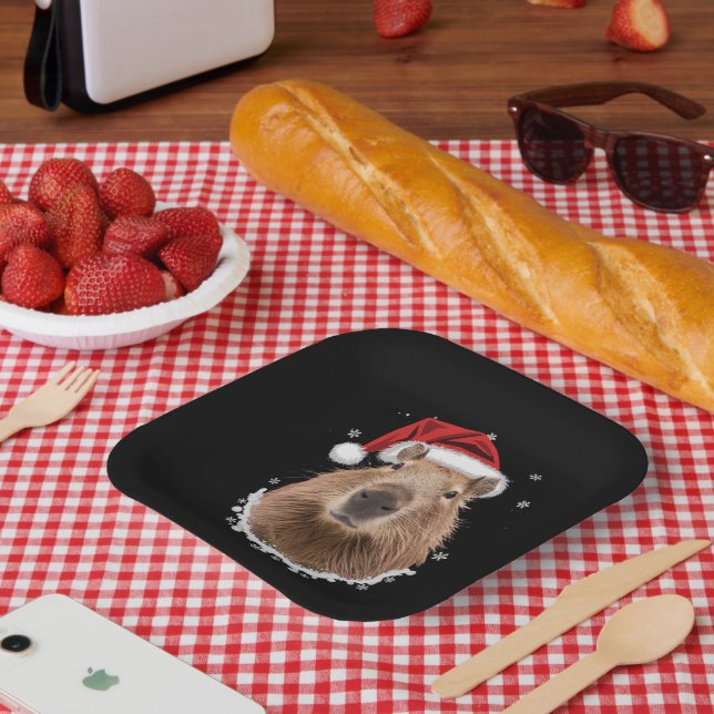 Capybara Funny Christmas  Paper Plate (Picnic)