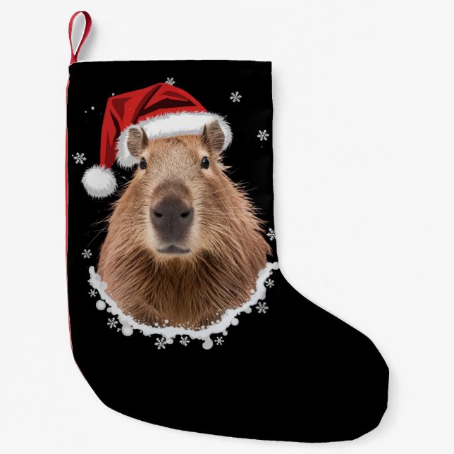Capybara Funny Christmas  Small Christmas Stocking (Front)