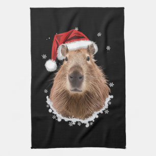 Capybara Funny Christmas  Tea Towel