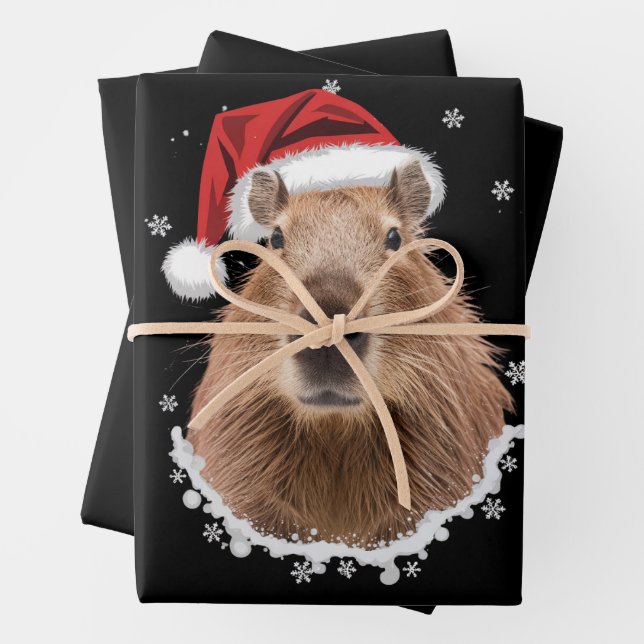 Capybara Funny Christmas  Wrapping Paper Sheet (In situ)
