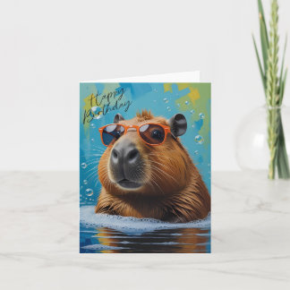 Capybara Funny Happy Birthday Card