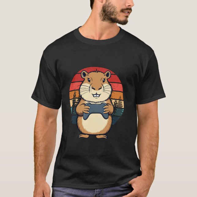 Capybara Funny Retro Video Games for Kids Men Wome T-Shirt (Front)