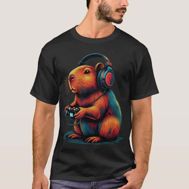 Capybara Funny Video Games Capybara T-Shirt (Front)