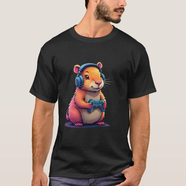 Capybara Funny Video Games Capybara Video Games Lo T-Shirt (Front)