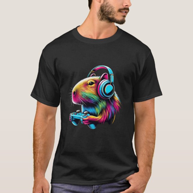 Capybara Funny Video Games Capybara Video Games Lo T-Shirt (Front)