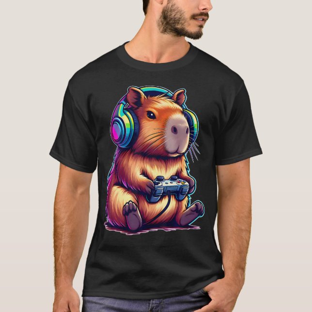 Capybara Funny Video Games Lover Capybara Console  T-Shirt (Front)