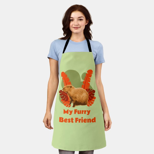 Capybara Furry Best Friend Tropical Animal Apron (Worn)