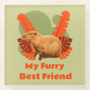 Capybara Furry Best Friend Tropical Animal Glass Coaster