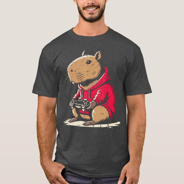 Capybara Gamer Funny Video Gaming Capy Rodent Boys T-Shirt (Front)