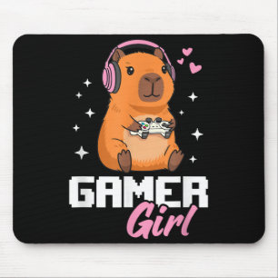 Capybara Gamer Girl Gaming  Mouse Pad