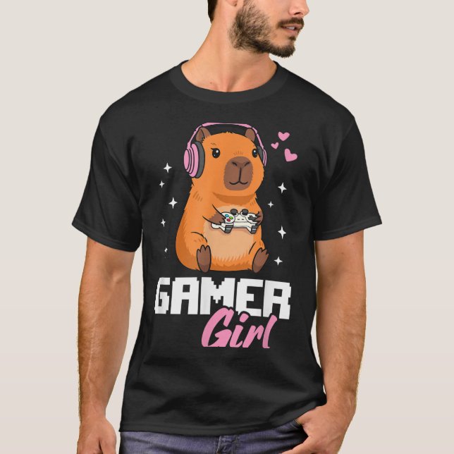 Capybara Gamer Girl Gaming  T-Shirt (Front)