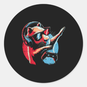 Capybara Gaming Controller Dab Gamer Capy Boys Kid Classic Round Sticker