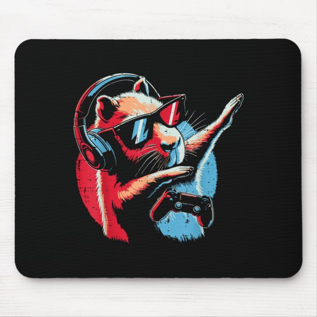 Capybara Gaming Controller Dab Gamer Capy Boys Kid Mouse Pad (Front)