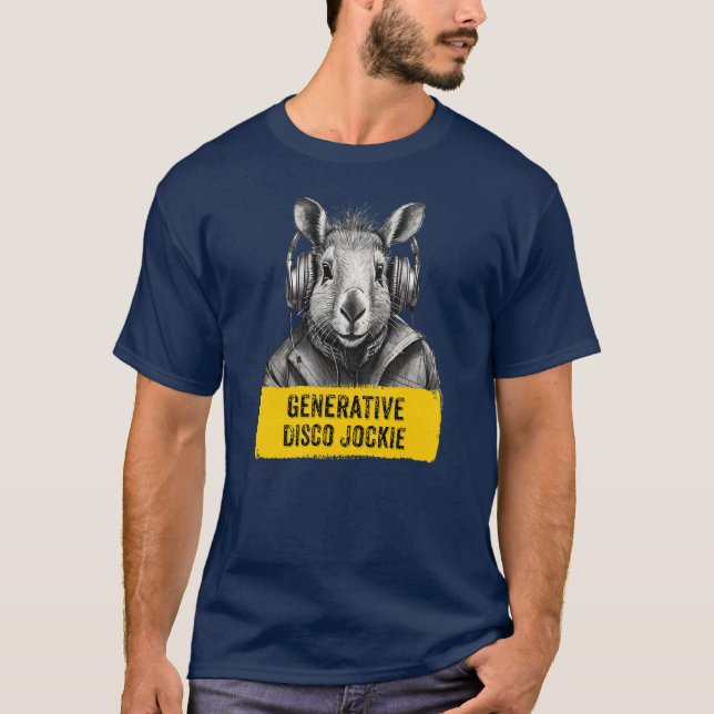 Capybara Generative Disco Jockie cool fun T-shirt (Front)