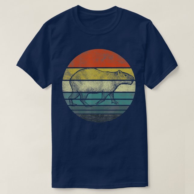 Capybara Gifts Retro Sunset Animal Lover Capybara  T-Shirt (Design Front)