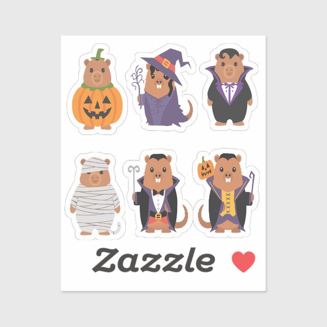Capybara Halloween Stickers (Sheet)