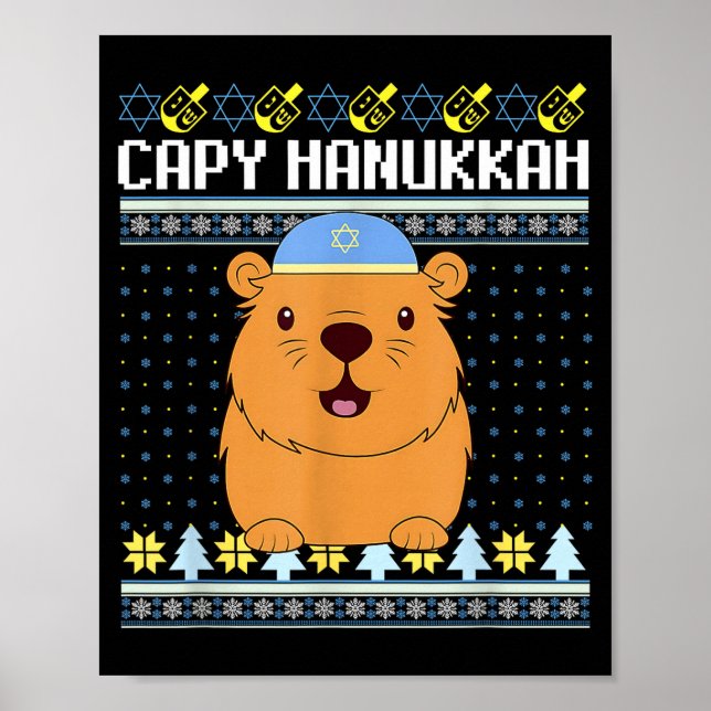 Capybara Hanukkah Capy Hanukkah Chanukah Jewish Ki Poster (Front)