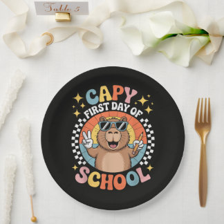 Capybara Happy First Day Of Back To School Paper Plate