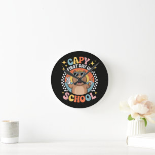 Capybara Happy First Day Of Back To School Round Clock