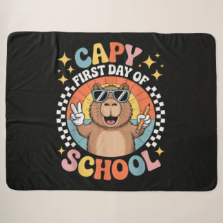 Capybara Happy First Day Of Back To School Sherpa Blanket