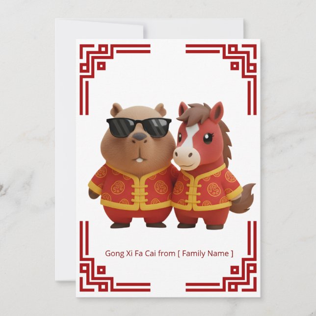 Capybara & Horse Lunar New Year Card (Front)
