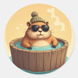 Capybara Hot Tub Chill Vibes Sticker Capybara Rela