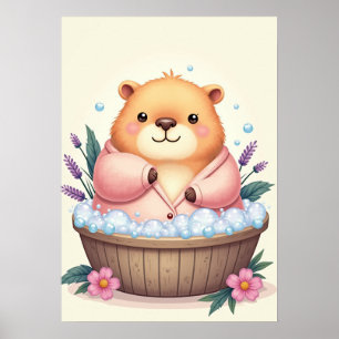 Capybara Hot Tub Chill Vibes Sticker Poster