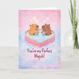 Capybara Hot-Tub Love cute Valentine Holiday Card