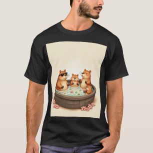 Capybara Hot Tub Relaxation Cherry Blossom Tea Tim T-Shirt