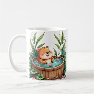 Capybara Hot Tub Relaxation Kawaii Watercolor Stic Coffee Mug