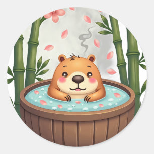 Capybara Hot Tub Relaxation Spa Day Chill Capybara Classic Round Sticker