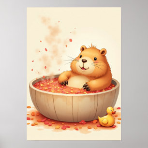 Capybara Hot Tub Relaxation Sticker Capybara Lover Poster