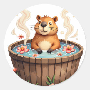 Capybara Hot Tub Relaxation Watercolor Sticker Chi