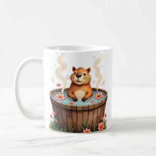 Capybara Hot Tub Relaxation Watercolor Sticker Chi Coffee Mug