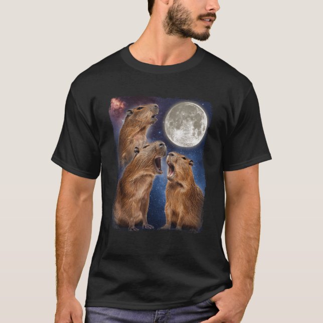 Capybara Howling At The Moon T-Shirt (Front)