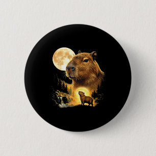 Capybara howling to the moon meme 90s animal 6 cm round badge