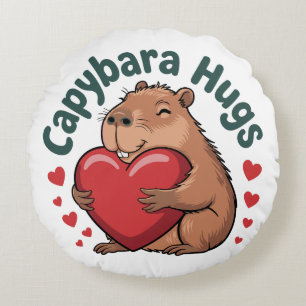 Capybara Hugs Round Cushion
