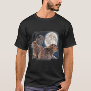 Capybara Humour Parody Three Capybaras and Moon T-Shirt