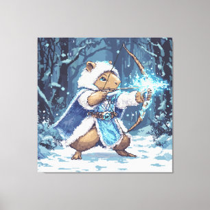 Capybara Ice Archer - Fantasy Pixel Art Canvas Print