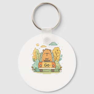 Capybara In A Car – Go! Motivational Cute Animal A Key Ring