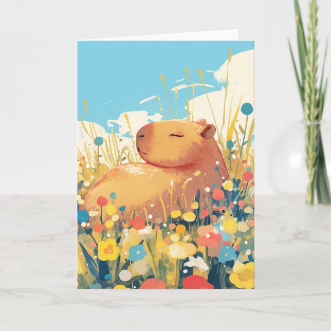 Capybara in a Field of Dreams Card (Front)