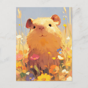 Capybara in Colorful Wildflower Summer Meadow Postcard