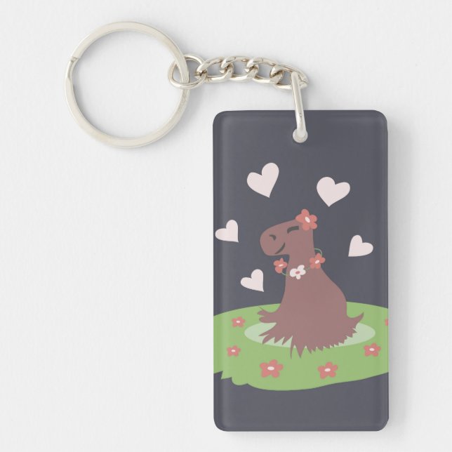 Capybara in Love Key Ring (Front)