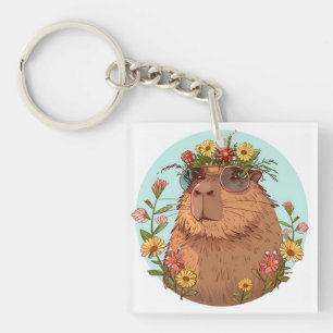Capybara in sunglasses Summertime Key Ring
